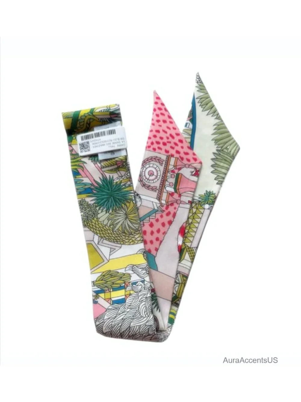 100% Silk Skinny Scarf Multi-Use Headband Neckerchief Handbag Handle Wrap